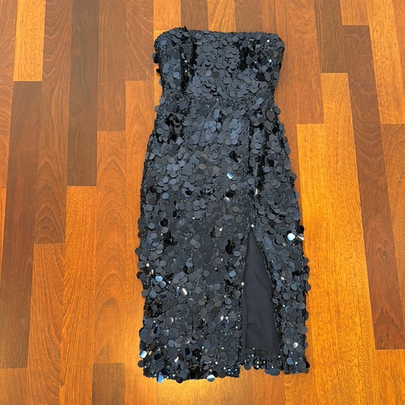 Amanda Uprichard Strapless Sequin Dress in Navy Blue - Picture 9 of 13